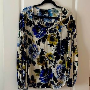 Karen Kane floral blouse with balloon sleeves
